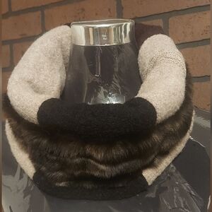 Mob Wife Fur Cowl Reversible Infinity Scarf Knit Luxury Winter